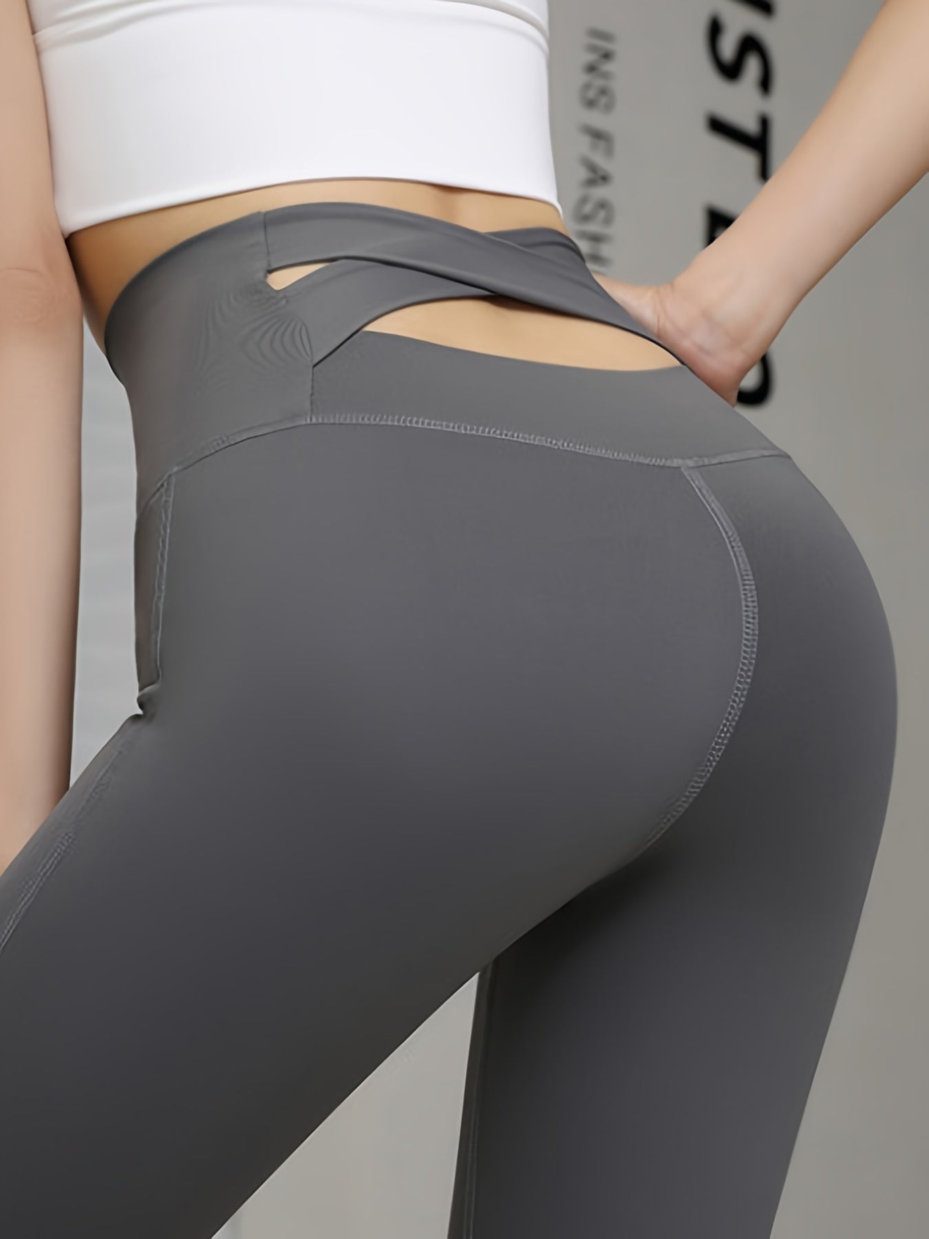 Criss Cross Back Yoga Leggings High Waist Tummy Control Summer Running Tights