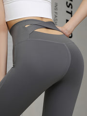 Criss Cross Back Yoga Leggings High Waist Tummy Control Summer Running Tights