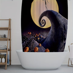 Halloween Pumpkin Bathroom Shower Curtain Waterproof Hand Washable
