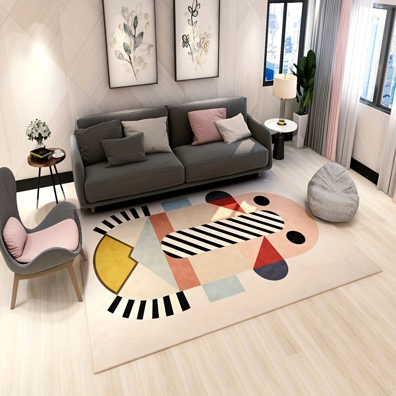 Soft Geometric Area Rug for Bedroom and Living Room