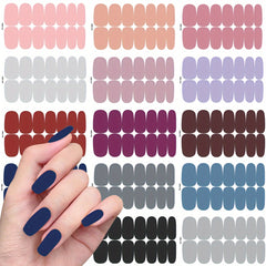 Solid Nail Polish Sticker Full Wrap Nail Strips - 14 Sheets