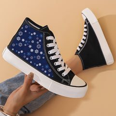 Christmas Snowflake Print High Top Canvas Sneakers