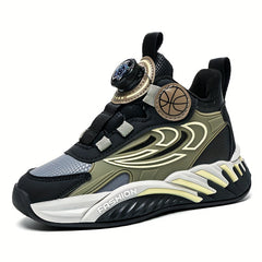 Boy's Rotating Buckle Basketball Shoes Non Slip Sneakers