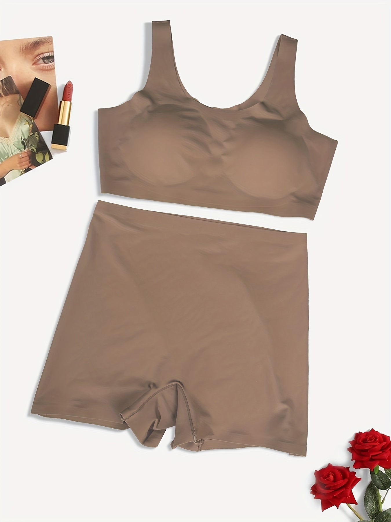 Solid Bra & Panties Set Women's Lingerie