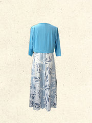 Solid Casual 2pc Set Open Front Solid Cropped Tops & Floral Print Dress
