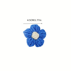 5pcs Crochet Flower Girls Decorative Yarn Hairpin Brooch Bracelet Hair Rope