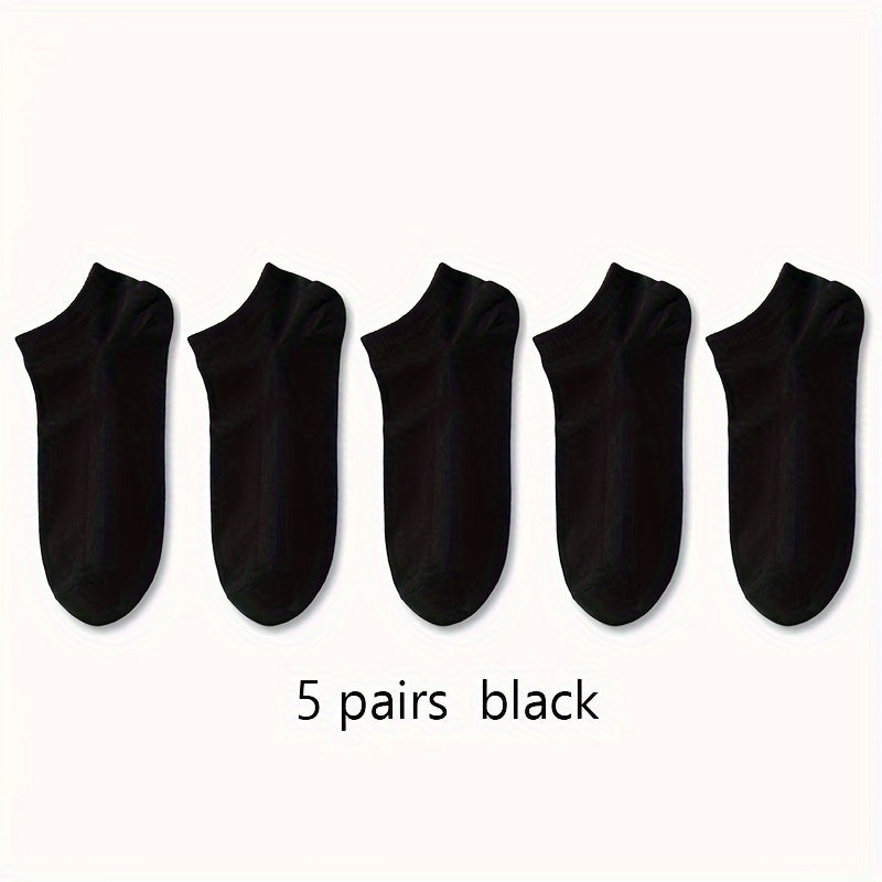 Men's Solid Liner Anklets Socks, Soft & Breathable, 10 Pairs