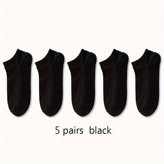 Men's Solid Liner Anklets Socks, Soft & Breathable, 10 Pairs