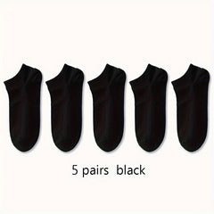 Men's Solid Liner Anklets Socks, Soft & Breathable, 10 Pairs