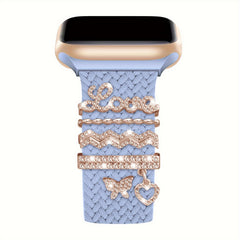 Elastic Nylon Watch Strap Set for iWatch 38mm-49mm with Love Decorations