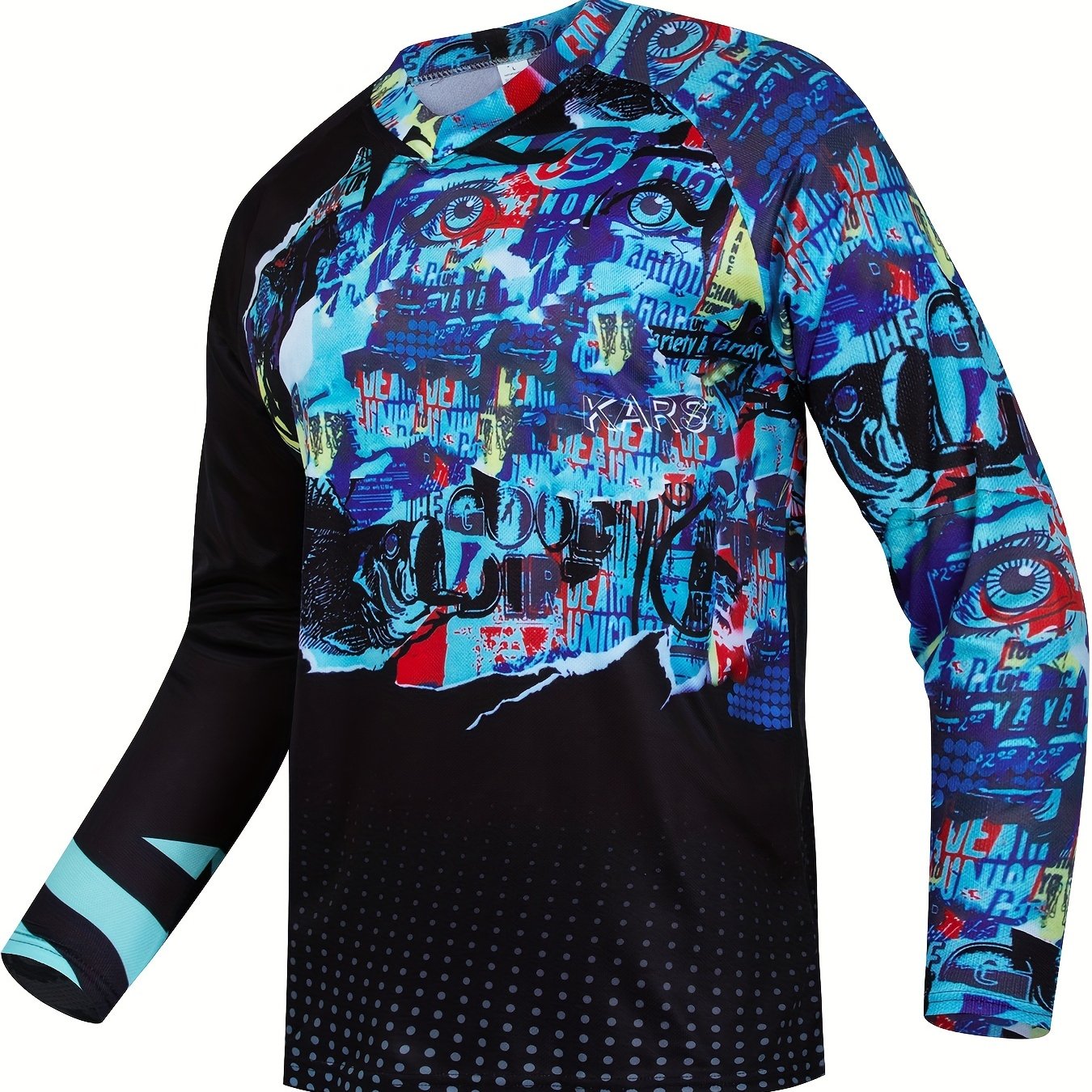 Men's Doodles Print V Neck Tee Spring Fall Outdoor