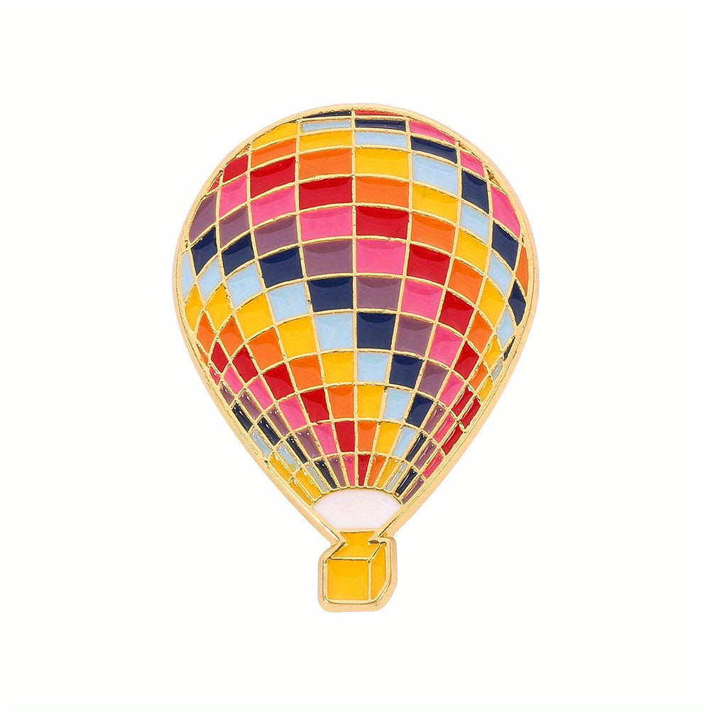 Enamel Hot Air Balloon & Ferris Wheel Brooch Pin for Girls