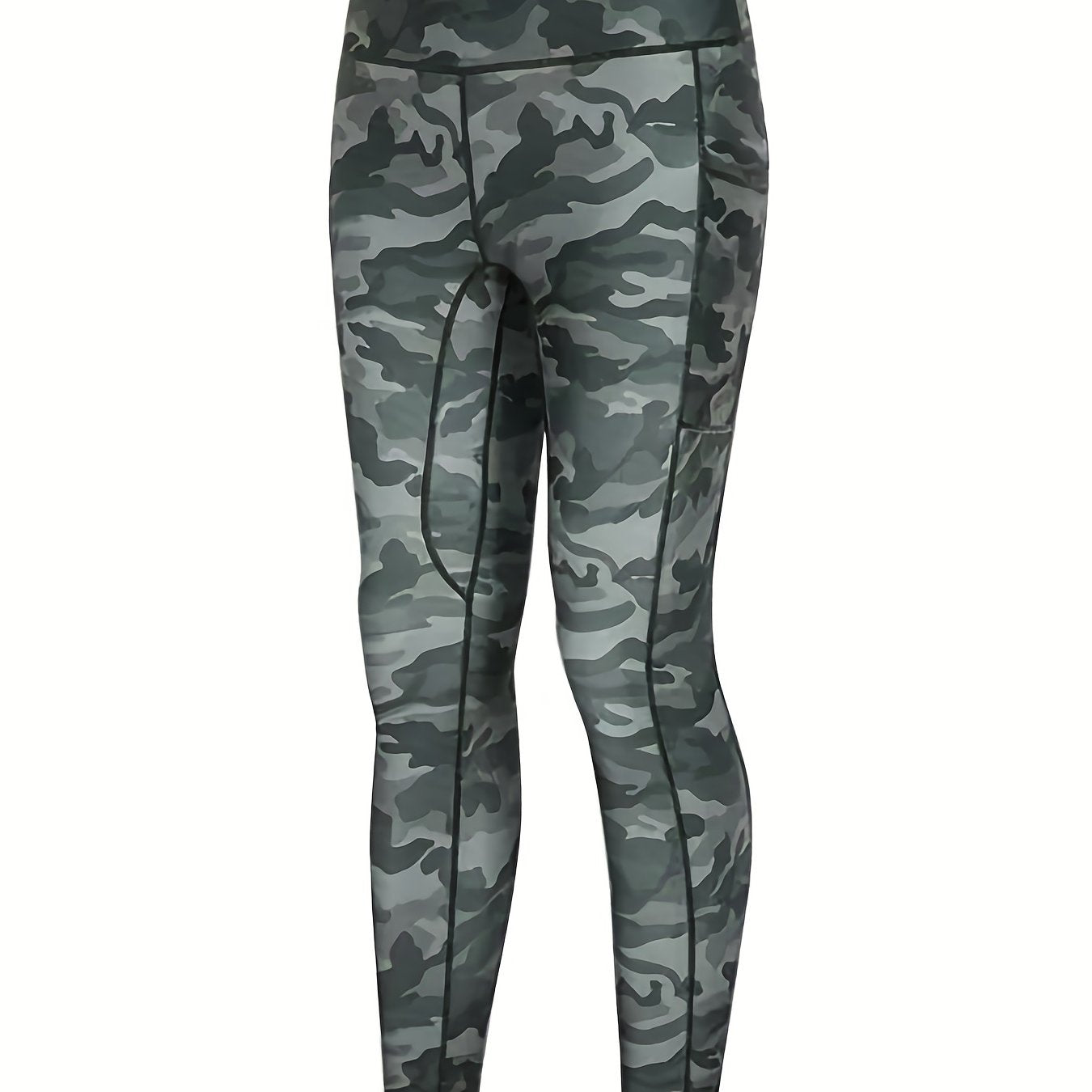 Camo Print Tummy Control Yoga Pants With Pockets