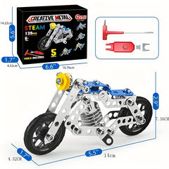 139pcs DIY Metal Assembled Motorcycle Model Car Toy