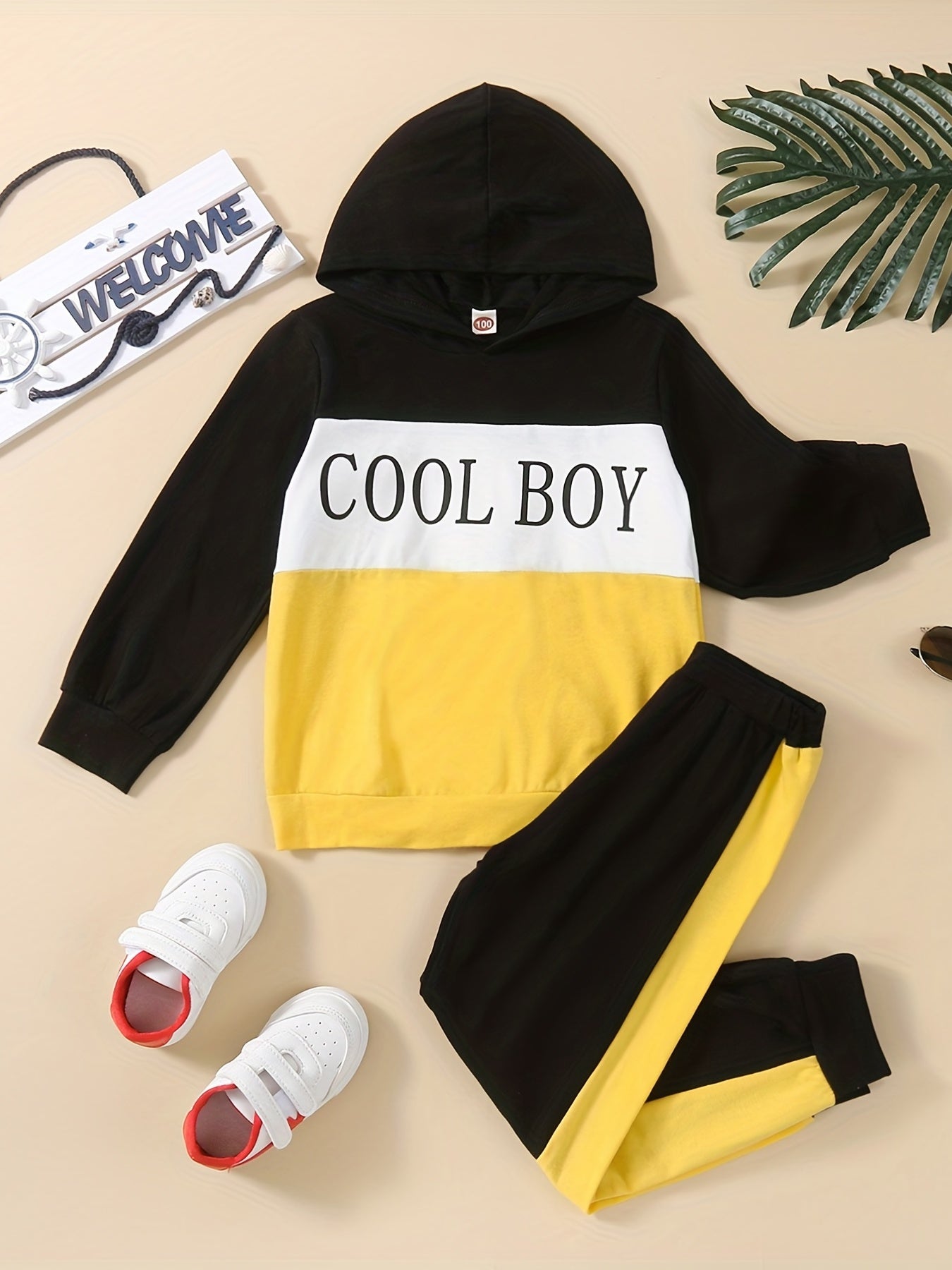 Boy's Clash Outfit 2pcs Hoodie & Sweatpants Set Kid's Clothes Spring Fall