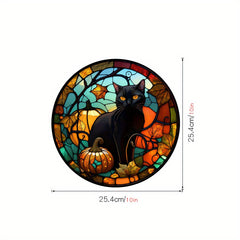 Halloween Colorful Horror Castle Cat PVC Window Glass Stickers