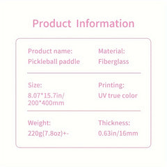 Pickle Ball Paddle Glass Fiber Honeycomb Core Comfort Cushion Grip