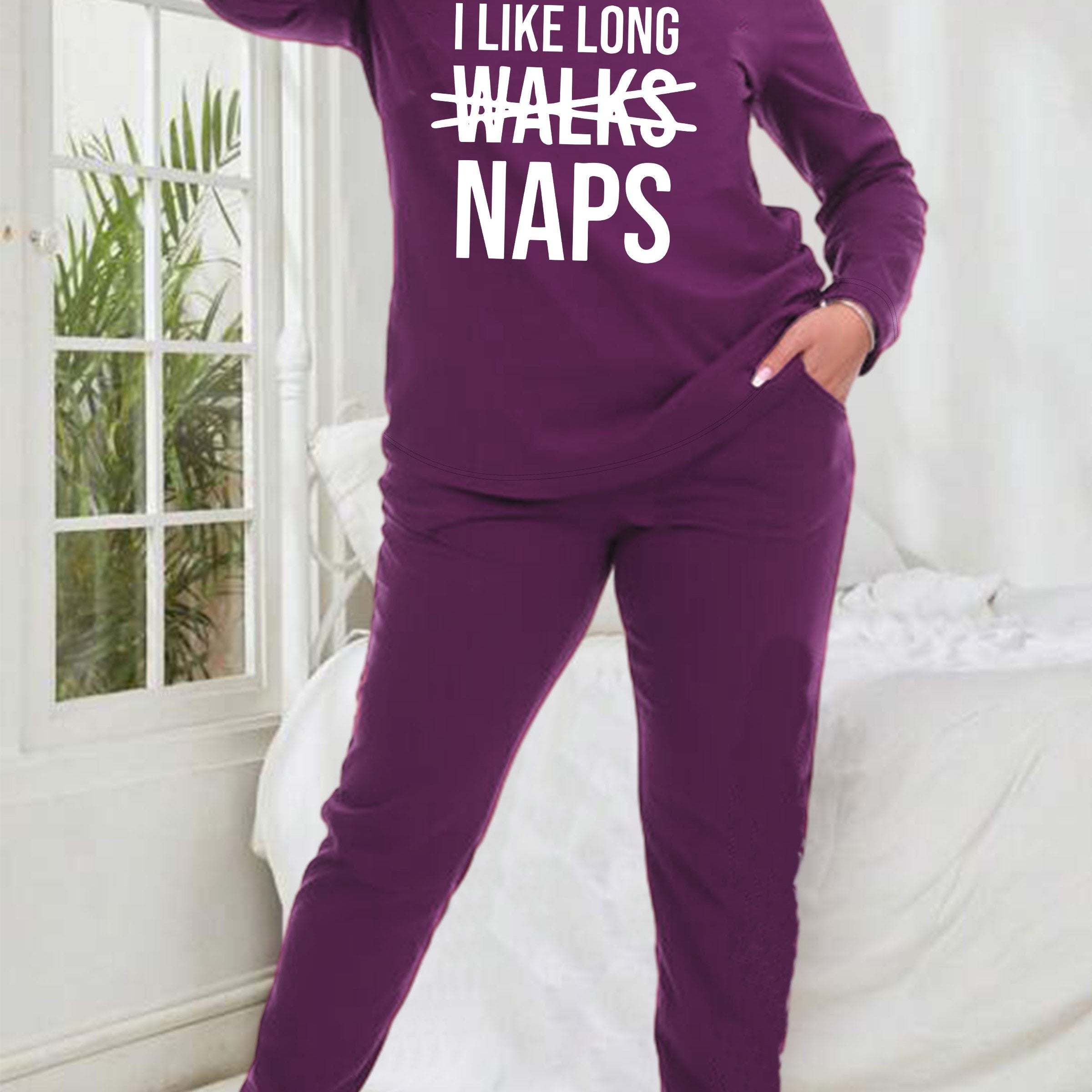 Women's Plus Size Letter Graphic Pajamas Set