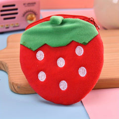Plush Fruit Coin Purse Zipper Wallet Storage Bag Boys Girls Accessories
