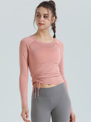 Women's Quick Dry Sports T Shirt with Side Drawstring