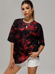 Tie Dye Loose T shirt Sports Fitness Yoga Running Top Women's Activewear