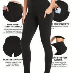 Tummy Control Yoga Pants With Pockets High Waist Leggings Fitness Workout Pants