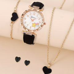 Cute Cartoon Watch & 4 Necklaces Set