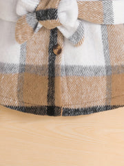 Baby Girls Plaid Belted Fleece Warm Coat Hooded Jacket