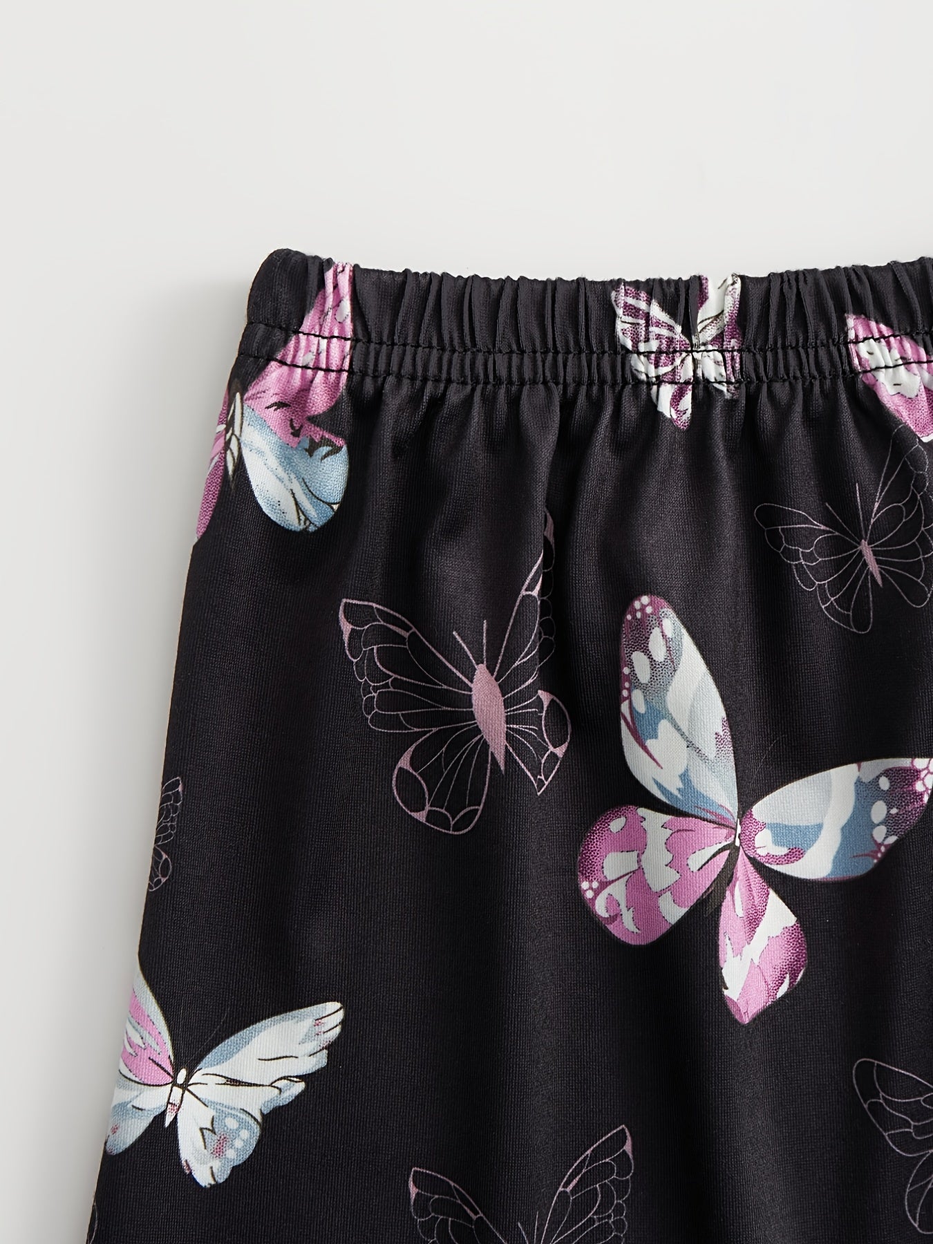 Butterfly Print Pajamas Set Short Sleeve Top & Shorts & Lounge Pants