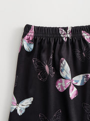 Butterfly Print Pajamas Set Short Sleeve Top & Shorts & Lounge Pants