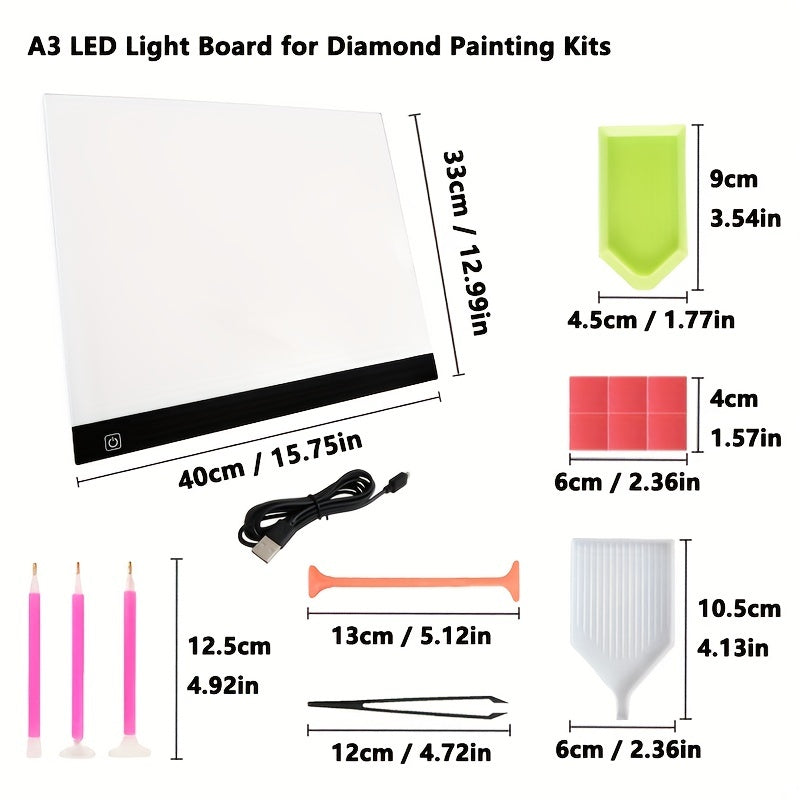 USB LED Light Pad for Diamond Painting Kits with Tools