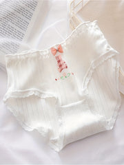 4pcs Girls Triangle Panties Floral Print Lace Elastic Waist Soft Comfort