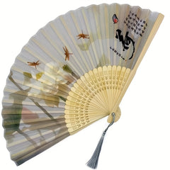 Chinese Landscape Prints Folding Fan Portable Dance Party Accessory
