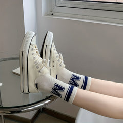 10 Pairs Unisex Striped Mid Calf Socks for Teens