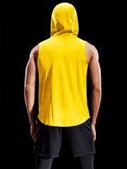 Men's Quick Drying Sleeveless Hooded Vest for Fitness Training
