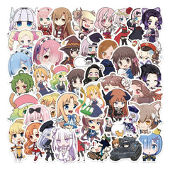 50pcs 2D Anime Heroines Waterproof Stickers for DIY Decor & Creative