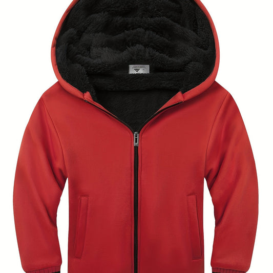 Boys Warm Hooded Sweatshirt with Zip Up Pockets