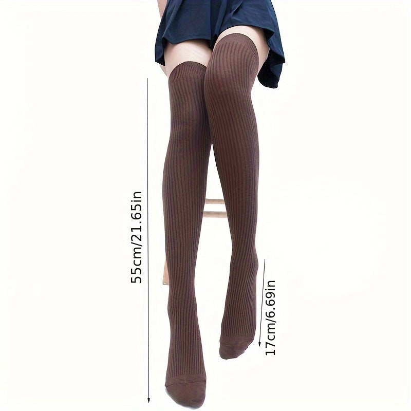 Women's Knee High Knitted Stockings Solid Comfort Outdoor Socks