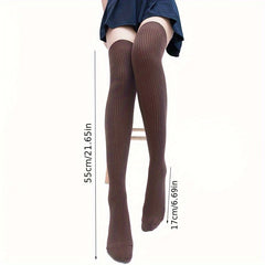 Women's Knee High Knitted Stockings Solid Comfort Outdoor Socks