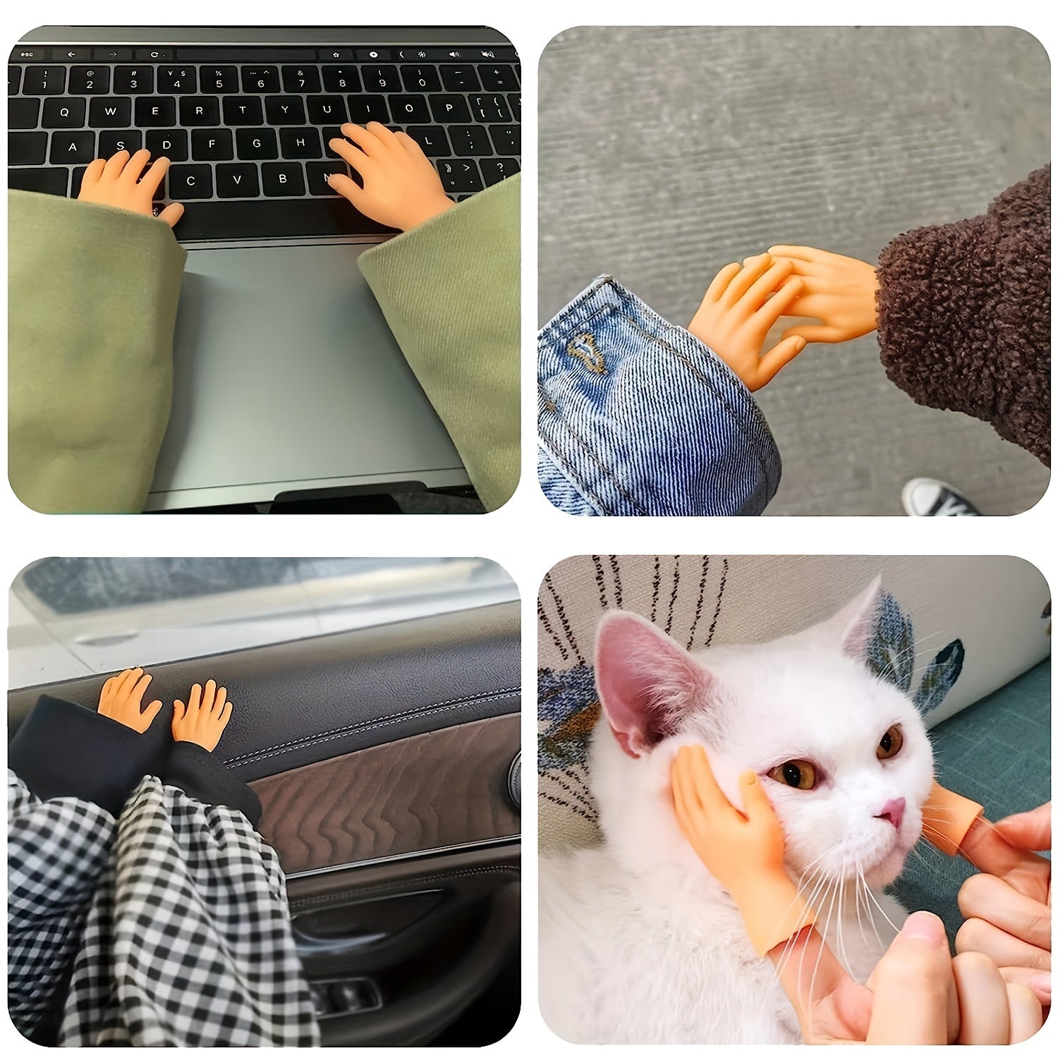 10 Packs Tiny Finger Hands Mini Hand Finger Puppets Realistic Rubber Hand