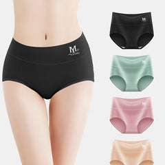 4pcs High Waisted Cotton Panties Stretch Ladies Briefs