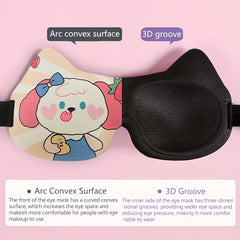 3D Blackout Sleep Eye Mask Cat Ear Print Eye Protection Blindfold