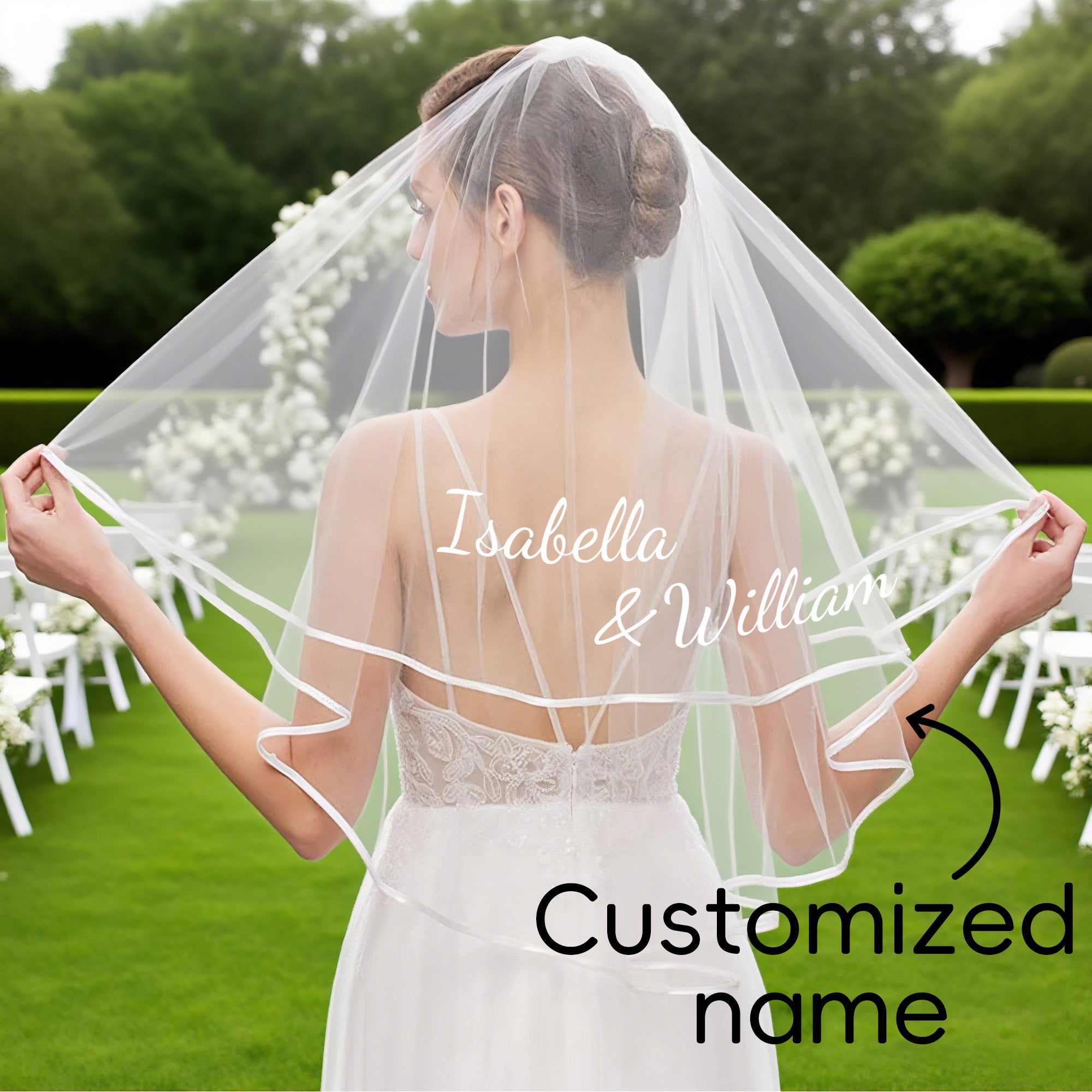 Personalized Bridal Veil Custom Bride's Name & Wedding Date