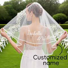 Personalized Bridal Veil Custom Bride's Name & Wedding Date