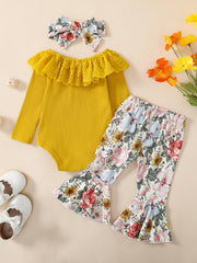 Girl Ruffle Bodysuit Flared Pants Set