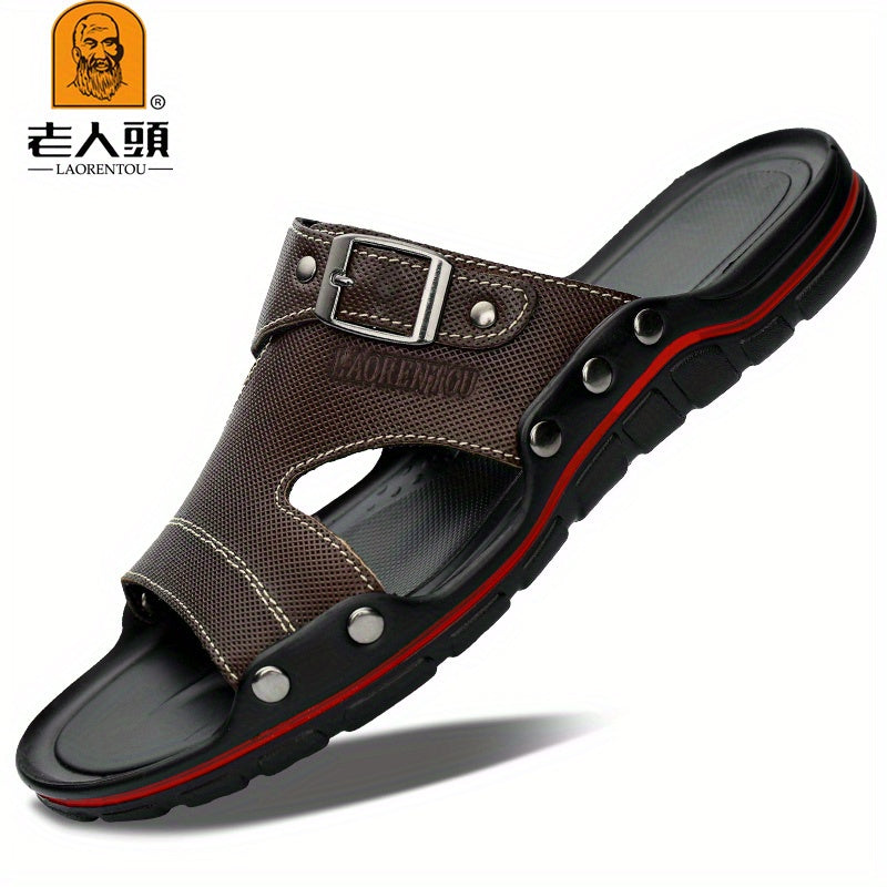 LAORENTOU Men's Leather Sandals for Hiking Trekking