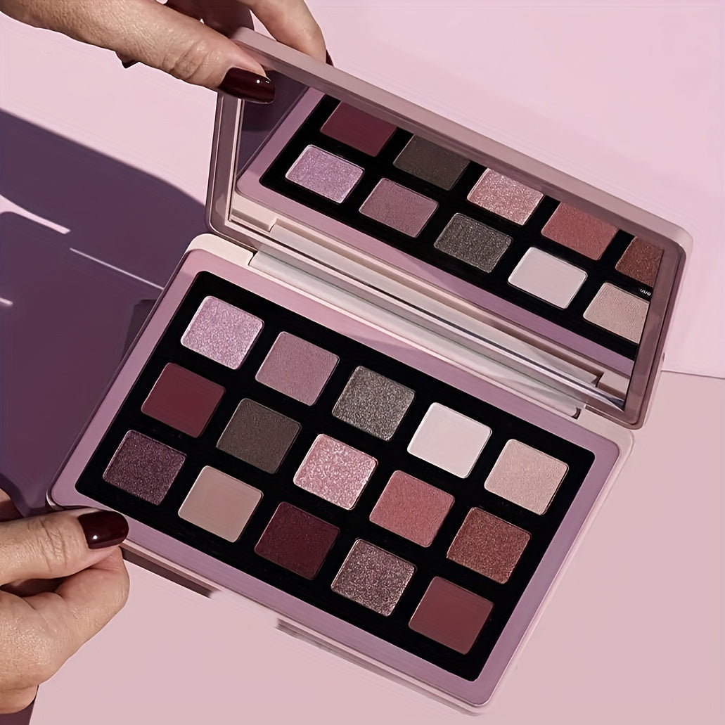 Pink Eyeshadow Palette 15 Colors Matte Shimmer Glitter Eye Shadow Makeup Kit