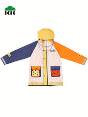 Kids Cartoon Hooded Raincoat Boy Girl Primary School Student Poncho Coat