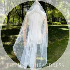 Long Faux Pearl Veil Bridal Hair Accessories
