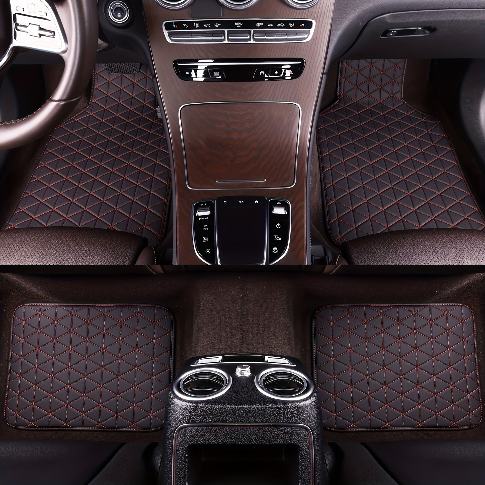 4pcs Waterproof Car Floor Mats PU Leather Front & Rear Car Carpet Accessories